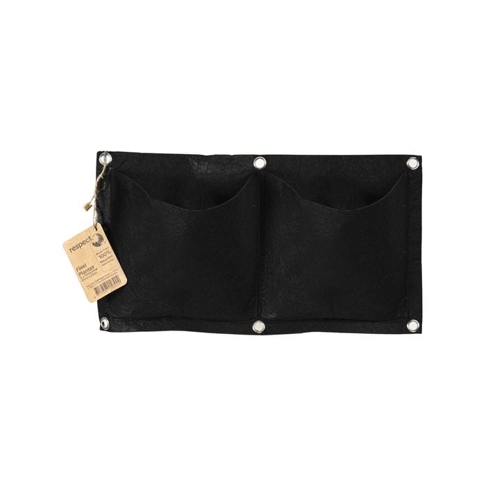 Respect Black   2 Pocket Horizontal Flexi Fabric Grow Bag - 2 Pocket