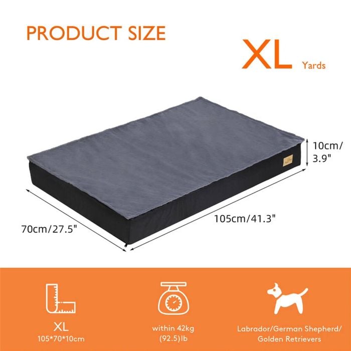 P&P Deep Gray Extra Large Foam Dog Bed With Washable Waterproof Cover