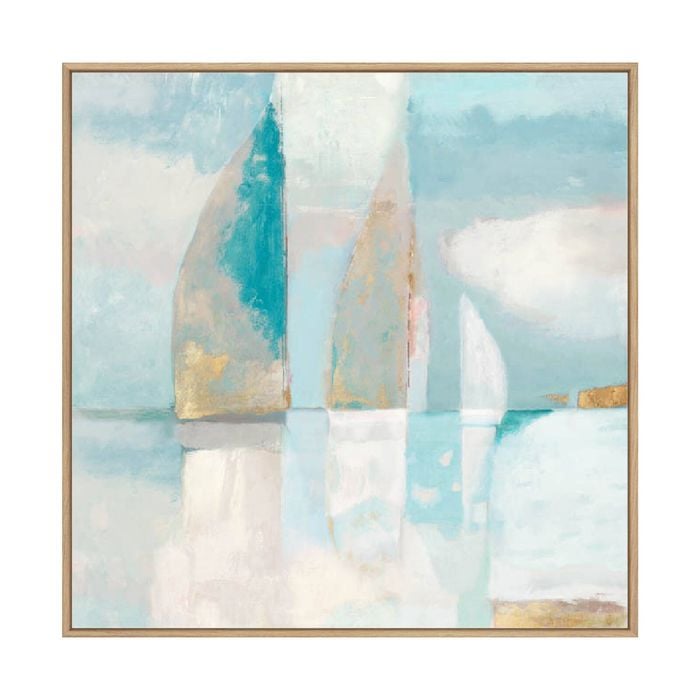 Artey | Blue Sails II - Framed Canvas - Natural Frame - 84 x 84cm