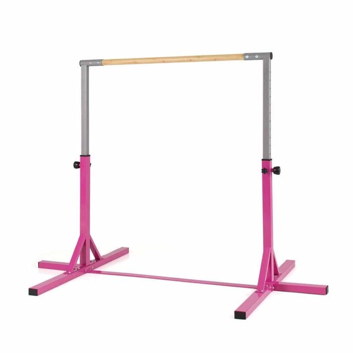 Costway Kids Training Gymnastics Bar Junior Horizontal Crossbar Adjustable Height -pink