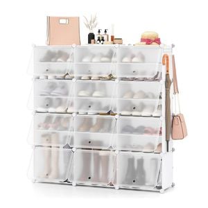 Costway 12-Cube Storage Cabinet 48 Pairs Shoe Shelves DIY Rack