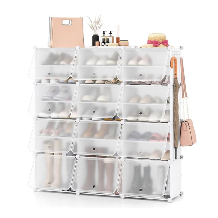 Costway 12-Cube Storage Cabinet 48 Pairs Shoe Shelves DIY Rack