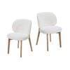 Dorson Set of 2 Boucle Dining Chair, Solid Wood Leg - Off White/Natural