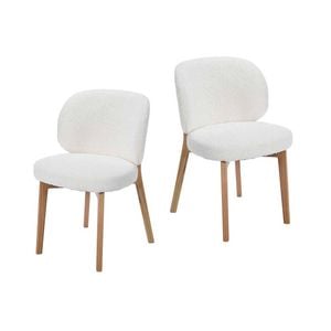 Dorson Set of 2 Boucle Dining Chair, Solid Wood Leg - Off White/Natural