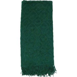 LVD Soft Fringed Edged Diamond Throw Blanket 118x160cm Jungle Teal