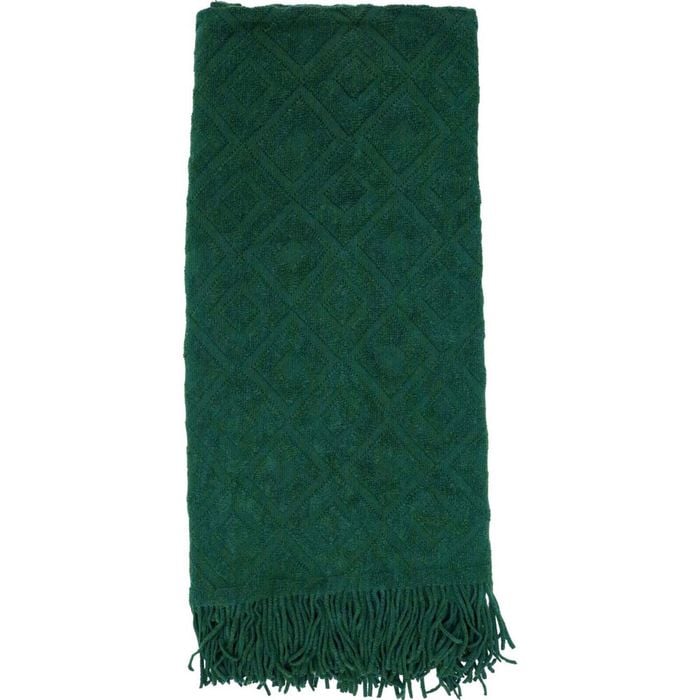 LVD Soft Fringed Edged Diamond Throw Blanket 118x160cm Jungle Teal