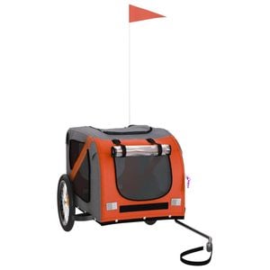 vidaXL Pet Bike Trailer Dog Stroller Orange and Black Oxford Fabric and Iron 69x133.5x73.5 cm