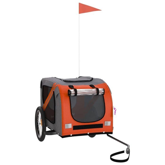 vidaXL Pet Bike Trailer Dog Stroller Orange and Black Oxford Fabric and Iron 69x133.5x73.5 cm