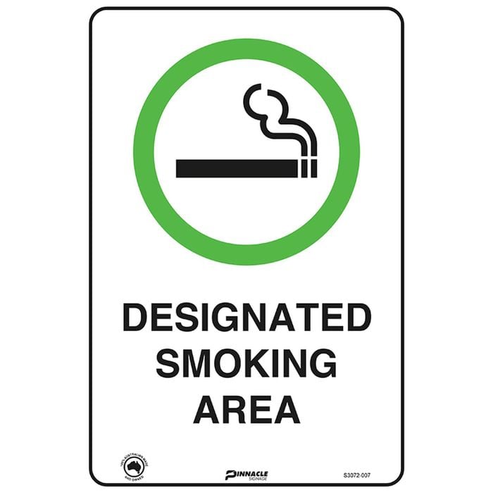 Pinnacle 300 x 200mm Metal Designated Smoking Area Sign