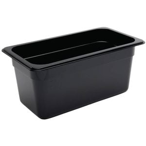 Vogue Gastronorm Container Polycarbonate Black Gn 1/3 150mm 5.1l Food Storage Kitchen Tray