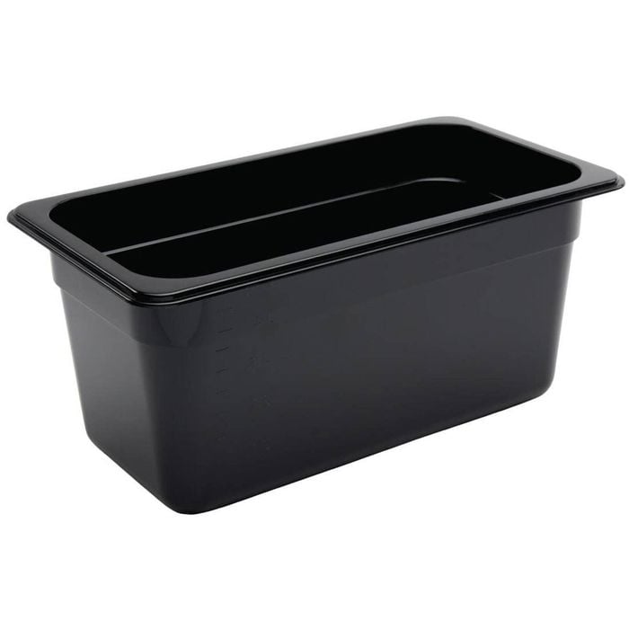 Vogue Gastronorm Container Polycarbonate Black Gn 1/3 150mm 5.1l Food Storage Kitchen Tray