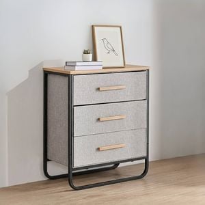 Sherwood Selene 3 Chest Of Drawer Fabric Dresser 60x35x73cm - Grey
