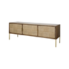Roomlane Evon TV Unit Mango Wood & Jute in Brass Finish Metal Legs