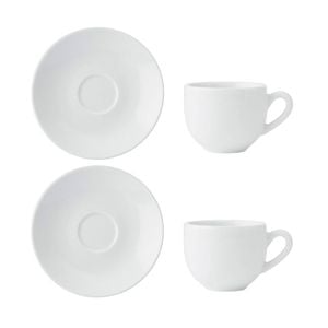 4pc Mikasa Chalk Kitchen Porcelain Espresso Cups Saucer Set