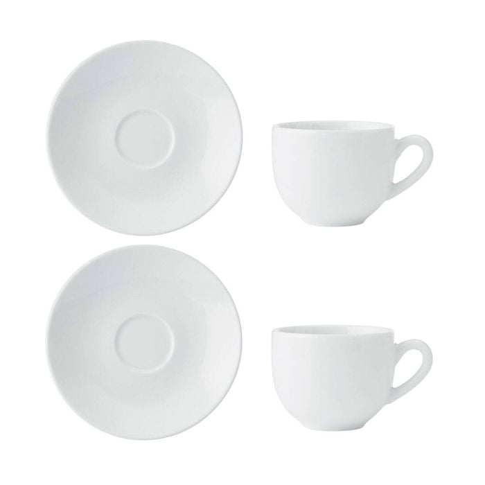 4pc Mikasa Chalk Kitchen Porcelain Espresso Cups Saucer Set