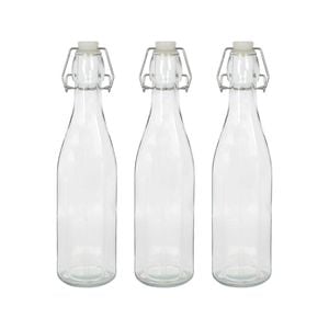 Argon Tableware Glass Bottles with Swing Top - 520ml - Pack of 3
