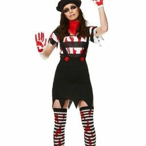 Blood Splattered Zombie Mime Plus Size Womens Halloween Costume - Xlarge