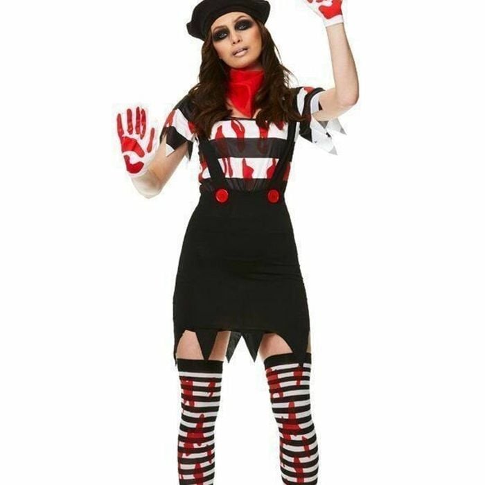 Blood Splattered Zombie Mime Plus Size Womens Halloween Costume - Xlarge