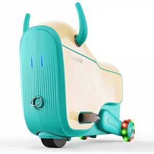 Gyroor Two In One Kids Electric Ride-On Suitcase W/ Adjustable Speed Green 3y+