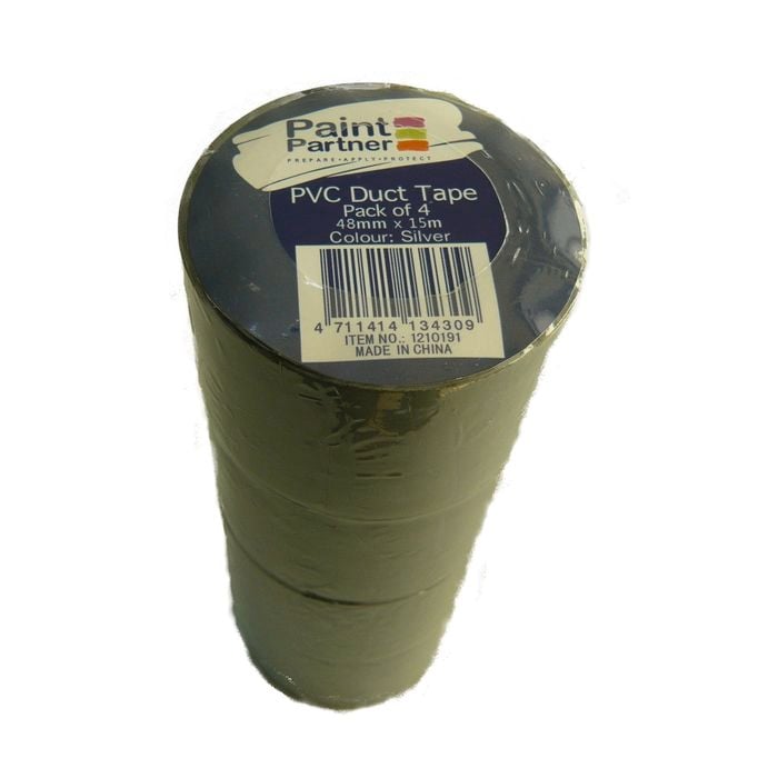 Paint Partner 48mm x 15m Silver Duct Tape - 4 Pack