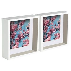 Nicola Spring 2 Piece 8 X 8 3d Shadow Deep Box Photo Frame Set - Craft Display Picture Frame With 6 X 6 Mount