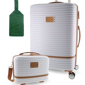 Pierre Cardin Large Hard-shell Suitcase & Mini Beauty Case Set W/ Tag White