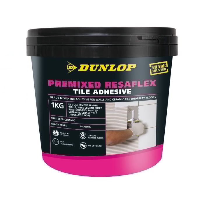 Dunlop 1kg Premixed Resaflex Tile Adhesive
