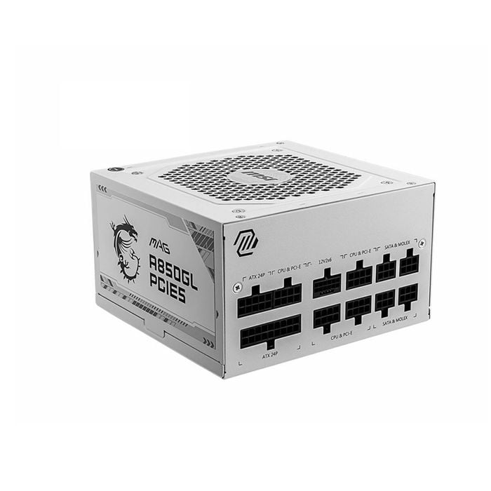 Msi Mag A850gl Pcie5 White 850w Up To 90% (80 Plus Gold) Atx Power Supply Unit, Pfc, 100~240 Vac, 850w, 47-63hz, Pci-e, Sata