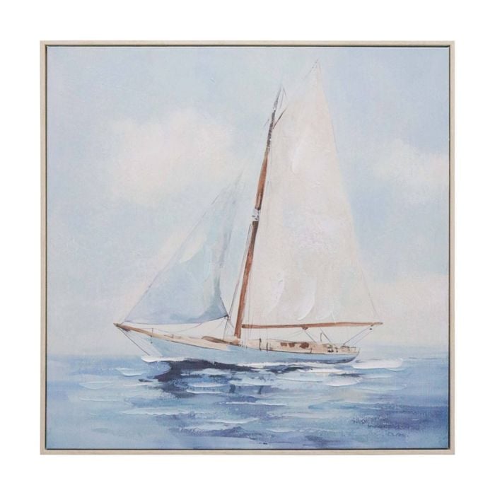 Lvd Hand-finished Wood Framed Canvas Solo Sailing Print Home Decor 80x80cm