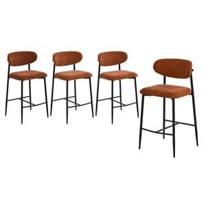 Oikiture 4x Bar Stools Kitchen Stool Counter Chair Fabric Organe