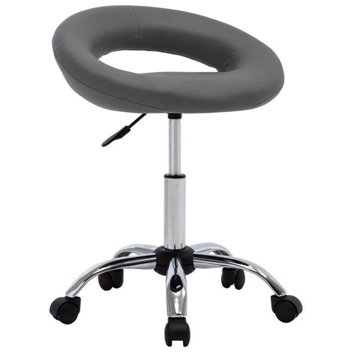 vidaXL Swivel Dining Chair Adjustable Chair Bar Stool Kitchen Grey Faux Leather