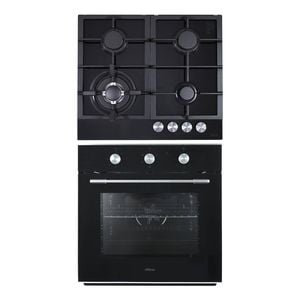 Mistral 60cm Black Oven With Gas Cooktop - Cooktop Pack
