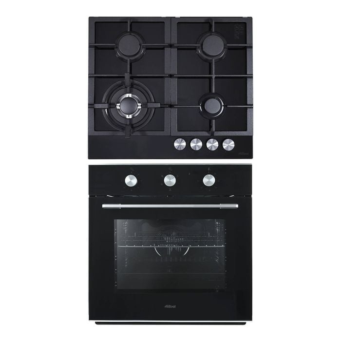 Mistral 60cm Black Oven With Gas Cooktop - Cooktop Pack