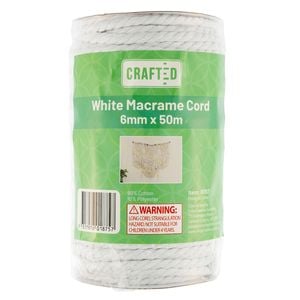 Crafted 6mm x 50m White Macrame Cord