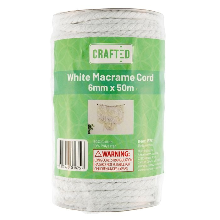 Crafted 6mm x 50m White Macrame Cord