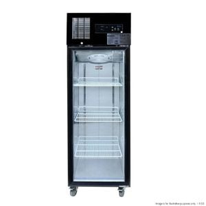 Thermaster Single glass door upright freezer black stainless steel 
