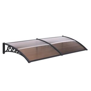 Instahut Window Door Awning 0.8mx2m Brown Hollow PC Panel Plastic Frame