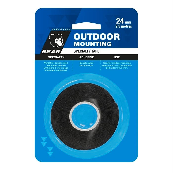 Bear 24mm x 2.5m Black Outdoor Mounting Tape