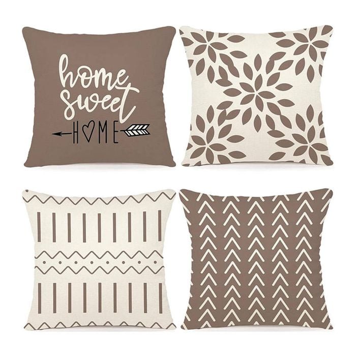 Catzon 4 Pcs Modern Throw Pillow Covers Geometric Flower Pattern for Couch
