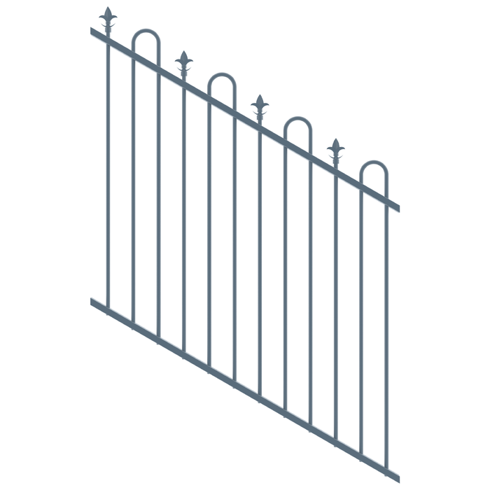 ProtectorAl 0350-1200W x 1200H Deep Ocean Loop & Spear Top Pool Fence Panel Raked 16-30º