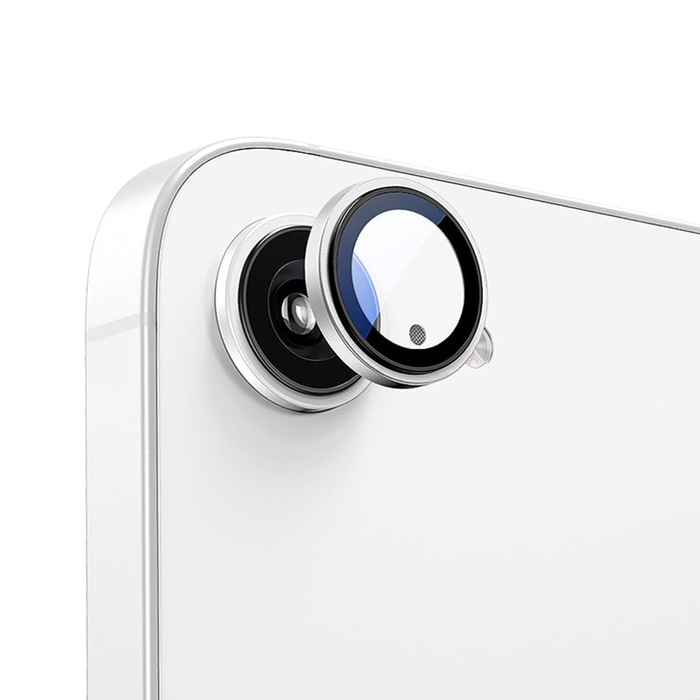 Metal Camera Lens Glass Individual Eagle Protector Cover - For Apple iPhone 16e / 17e (Silver)