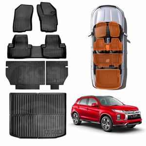 Floor Mats Boot Liner Set for Mitsubishi ASX 2010-2025 Cargo Kick Mats Back Seat Protector Cover