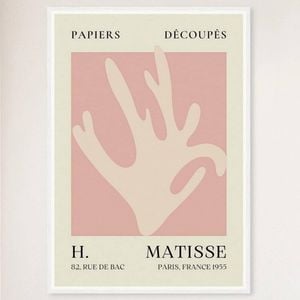 Galrie Papiers Découpés Pink Foliage H. Matisse Print (1955) Elegant for your Home, White Frame, A0 84 x 119cm (33 x 47inch)