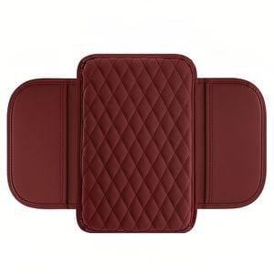 Catzon Leather Center Console Armrest Cover Microfiber Cushion Interior Accessory-red