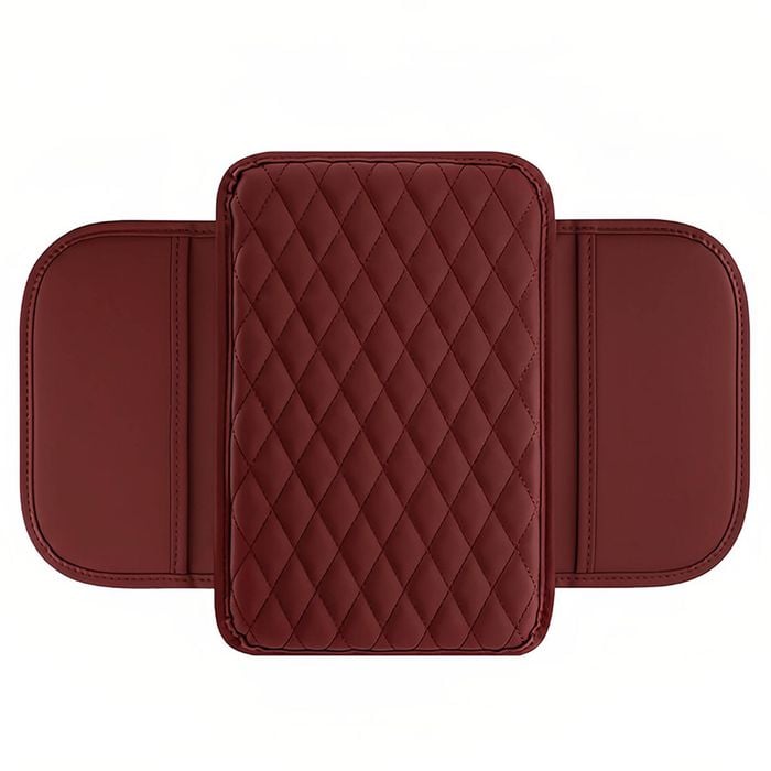 Catzon Leather Center Console Armrest Cover Microfiber Cushion Interior Accessory-red