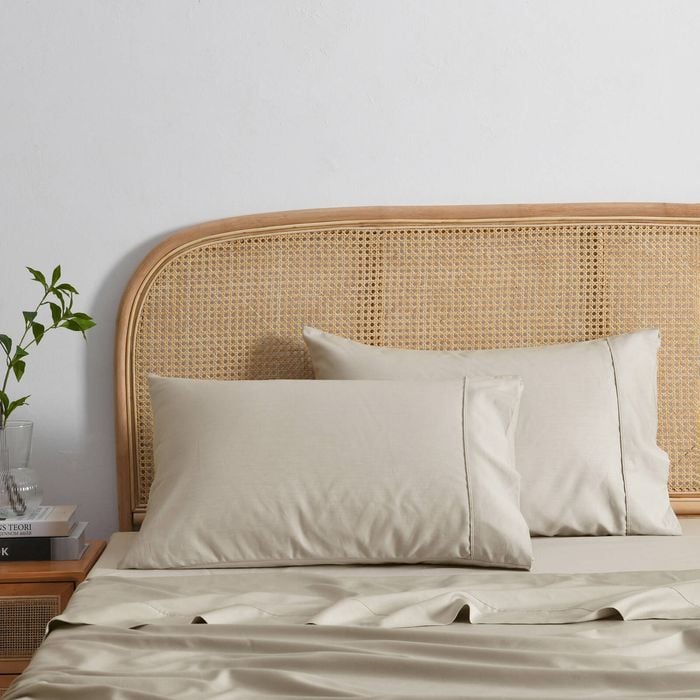 Dreamaker 1500TC Cotton Rich Standard Pillowcase Twin Pack - Oat