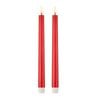 2x LED Flickering Flame Taper Candles 25cm Tall Candle Real Wax Red  Unscented