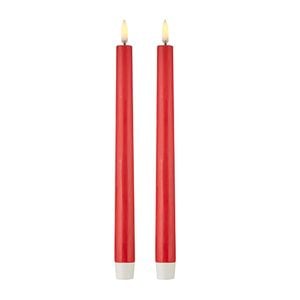 2x LED Flickering Flame Taper Candles 25cm Tall Candle Real Wax Red  Unscented