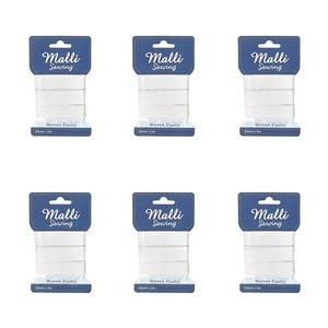 6pk Malli Sewing Soft Elastic Band Flexible Diy Sewing Cord 20mm X 2m Assorted