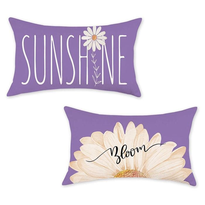 Catzon 2 Pcs Summer Lumbar Pillow Covers Linen Pillowcase for Home Decor-Set 4